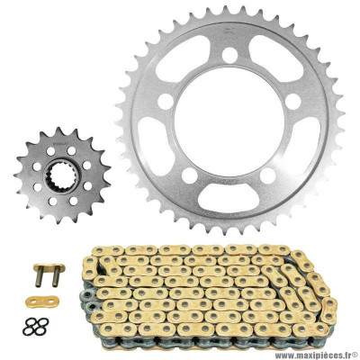 Kit chaine pour moto ktm 990 sm r supermoto r 2008-2012, sm r supermoto r abs 2013 525 17x41 (diamètre couronne 101-124-14.25) (démultiplication origine) marque Afam