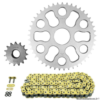 Kit chaine pour moto yamaha 250 xg tricker 2004-2008 428 15x45 (diamètre couronne 45-136-23.5) (démultiplication origine) marque Afam