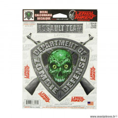 Autocollant marque Lethal Threat zombie defense vert (150x200mm) (lt88095)