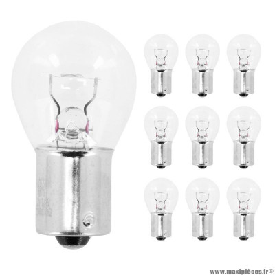 Ampoules (x10) standard 12v 18 w culot ba15s blanche (clignotant) marque Flosser