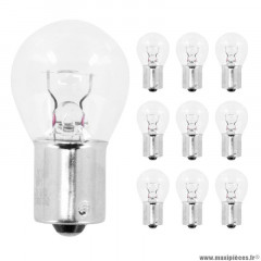 Ampoules (x10) standard 12v 18 w culot ba15s blanche (clignotant) marque Flosser