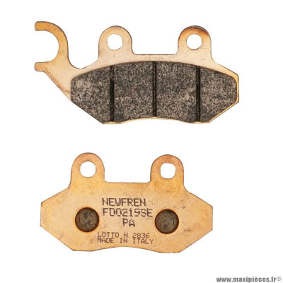 Plaquette de frein marque Newfren pour scooter sym 125 symphony après 2009 avant, 125 fiddle iii 2014-2016 avant / peugeot 50-125-150 tweet après 2010 avant, 125-200 lxr après 2010 avant (fd0219se) (metal fritte)