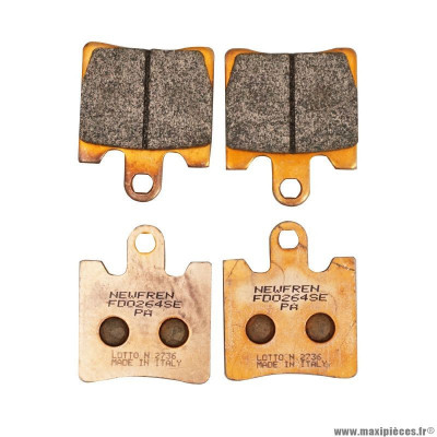 Plaquette de frein marque Newfren pour scooter suzuki 250 burgman 1996-2006 avant / sym 125 joymax après 2016 avant / yamaha 1300 fjr 2006-2016 avant / kawasaki 250 epsilon après 2002 avant (fd0264se) (metal fritte)