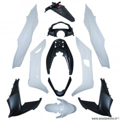 Carénage pour maxi-scooter honda 125 pcx 2014-2016 blanc brillant-noir mat (kit 11 pieces)