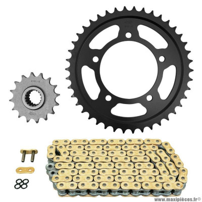 Kit chaine pour moto aprilia 1000 rsv4 2011-2014, rsv4 aprc r 2012-2013, rsv4 aprc r abs 2013-2014 525 16x42 (diamètre couronne 100-120-10.25) (démultiplication origine) marque Afam
