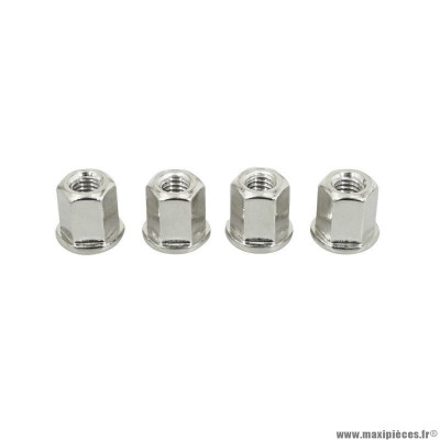 Ecrou de culasse diamètre m6 haut 12mm avec embase pour scooter mbk 50 booster, yamaha 50 bws et autres véhicules (jeu de 4)