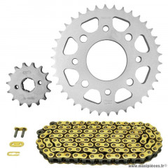 Kit chaine pour moto kymco 125 ck1 2014-2017 428 15x38 (diamètre couronne 58-90-8.5-10.5) (démultiplication origine) marque Afam