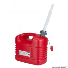 Jerrycan-bidon essence-carburant marque Pressol en polyethylene rouge avec bec flexible 10l