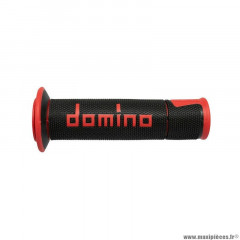 Revêtements poignées marque Domino moto on road a450 noir-rouge open end origine