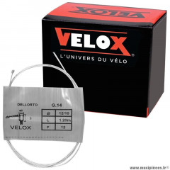 Câble de gaz velox g.14 pour mobylette dellorto boule 3x3mm diamètre 12-10 lg 1.20m (12 fils) (boite de 25)