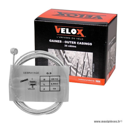 Câbles d'embrayage x10 moto velox g.9 boule 8x9mm diamètre 25-10 lg 2,50m (19 fils)