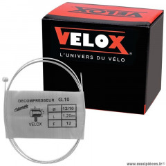 Câble de gaz velox g.10 pour mobylette peugeot boule 5x7mm diamètre 12-10 lg 1,20m (12 fils) (boite de 25)