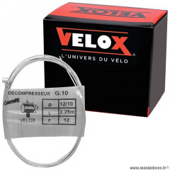 Câble de gaz velox g.10 pour mobylette peugeot boule 5x7mm diamètre 12-10 lg 2,25m (12 fils) (boite de 25)