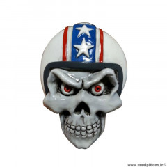 Autocollant marque Lethal Threat 3d skull helmet blanc