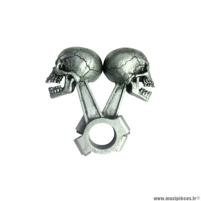 Autocollant marque Lethal Threat 3d skull argent piston