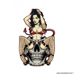 Autocollant marque Lethal Threat mini pin up diable (60x80mm)