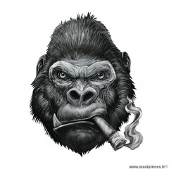 Autocollant marque Lethal Threat mini vilain gorille cigare (60x80mm)