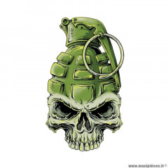 Autocollant marque Lethal Threat mini tête de mort grenade (60x80mm)