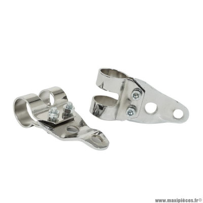 Supports phare x2 pour mobylette mbk-motobecane 51 - peugeot 103 chrome (diamètre 26mm)