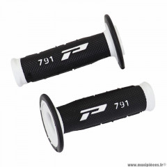 Revêtements poignées marque ProGrip off road 791 double densite base blanc-noir 115mm (cross-mx)