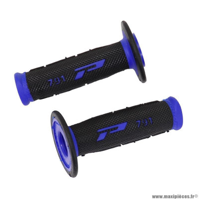 Revêtements poignées marque ProGrip off road 791 double densite base bleu-noir 115mm (cross-mx)