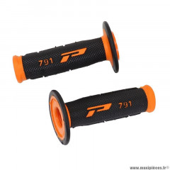 Revêtements poignées marque ProGrip off road 791 double densite base orange-noir 115mm (cross-mx)