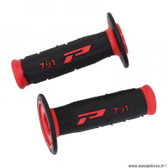 Revêtements poignées marque ProGrip off road 791 double densite base rouge-noir 115mm (cross-mx)