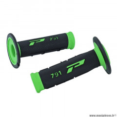 Revêtements poignées marque ProGrip off road 791 double densite base vert-noir 115mm (cross-mx)