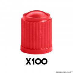 Bouchons de valve x100 moto-scoot-cyclo standard plastique couleur rouge