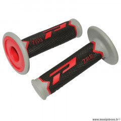 Revêtements poignées marque ProGrip off road 788 triple densite base color rouge-noir-gris 115mm (cross-mx)