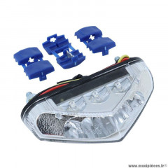 Feu arriere 50 à boite-moto marque Replay à leds triangle blanc avec eclairage de plaque (6 leds rouges + 3 blanches) (longueur cable 28,5cm)