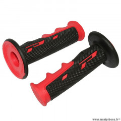 Revêtements poignées marque ProGrip off road 797 double densite base color rouge-noir 115mm (cross-mx)