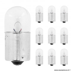 Ampoules (x10) standard 12v 10w culot ba15s norme r10w graisseur blanc (feu arrière+stop-clignotants) marque Osram
