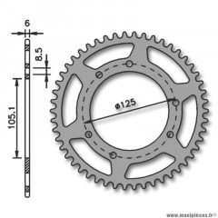 Couronne pour 50 à boite derbi 50 senda r, sm, x-treme, x-race 2000-2005 / peugeot 50 xp6 après 2002, xps / mbk 50 x-limit après 2004 / yamaha 50 dtr / rieju 50 rmx, smx 420 44 dents (alésage 105mm) marque IGM