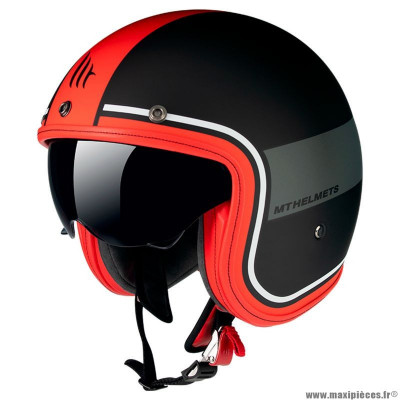 Casque jet marque MT Helmets le mans 2 sv tant noir-rouge-gris brillant m