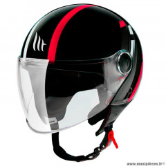 Casque jet marque MT Helmets street scope noir-rouge brillant s