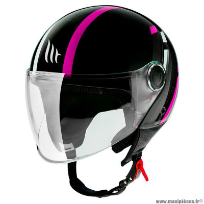 Casque jet marque MT Helmets street scope noir-rose brillant m