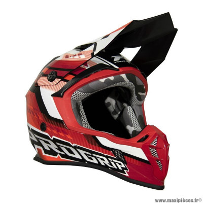 Casque cross adulte marque ProGrip 3180 rouge-blanc s