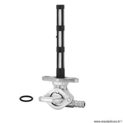 Robinet essence 3 positions pour moto cross tous modèles sortie essence sur cote (entraxe 35mn fixation diamètre 6mn diamètre filtre 10mm)