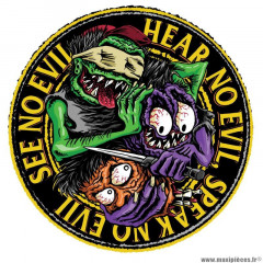 Autocollant marque Lethal Threat mini no evil monsters (60x80mm)
