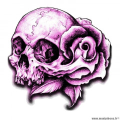 Autocollant marque Lethal Threat mini purple skull (60x80mm)
