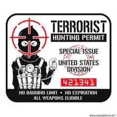 Autocollant marque Lethal Threat mini terrorist hunting permit (60x80mm)