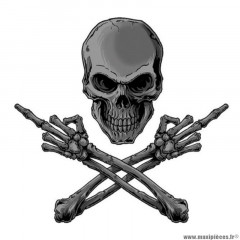 Autocollant marque Lethal Threat mini middle finger skull (60x80mm)