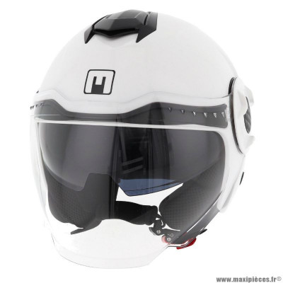 Casque jet mph dj avec écran solaire uni blanc brillant l