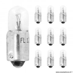 Ampoules (x10) standard 12v 5w culot ba9s norme t5w blanc (feu de position) marque Flosser