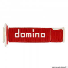 Revêtements poignées marque Domino moto on road a450 rouge-blanc open end origine