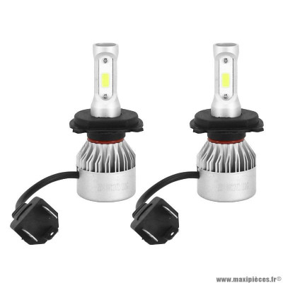 Ampoules x2 à led h4 12v culot p43t 8000 lumens 6500k avec ventilateur de refoidissement alu (code-phare)