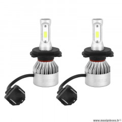 Ampoules x2 à led h4 12v culot p43t 8000 lumens 6500k avec ventilateur de refoidissement alu (code-phare)