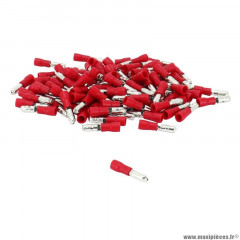 Cosse électrique pre-isolee male diamètre 4mm rouge pour section fil 0,25 à 1,5mm² (vendu au sachet de 100 pièces)