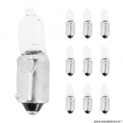 Ampoules (x10) halogène miniature h6w 12v 6w culot bax9s temoin ergots decales blanc (feu de position)